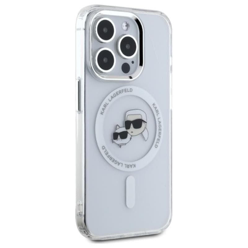 Karl Lagerfeld IML Metal Karl & Choupette Head MagSafe - Case for iPhone 15 Pro Max (White) - 4