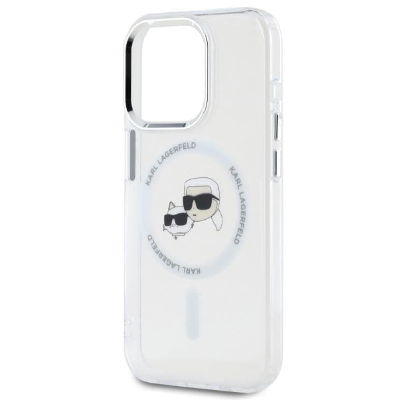 Karl Lagerfeld IML Metal Karl & Choupette Head MagSafe - Case for iPhone 15 Pro Max (White) - 6