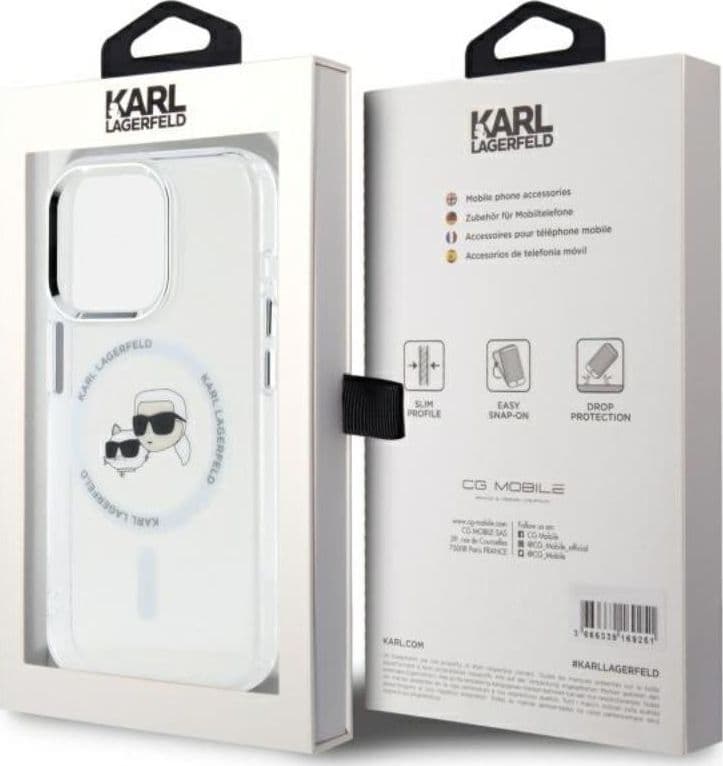 Karl Lagerfeld IML Metal Karl & Choupette Head MagSafe - Case for iPhone 15 Pro Max (White) - 8