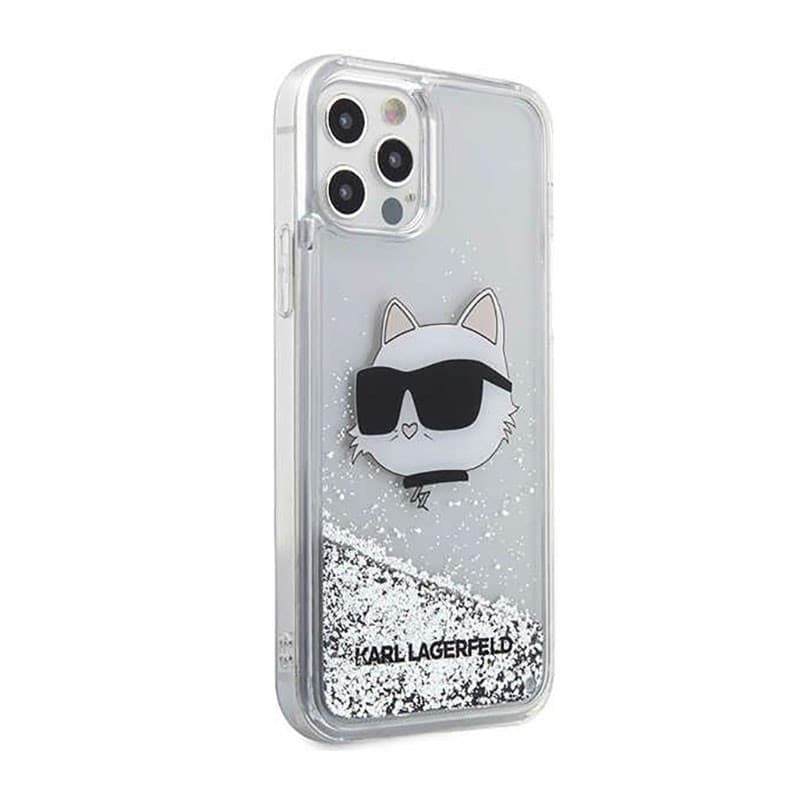 Karl Lagerfeld Liquid Glitter NFT Choupette Head - Case for iPhone 12 / iPhone 12 Pro (Silver) - 4
