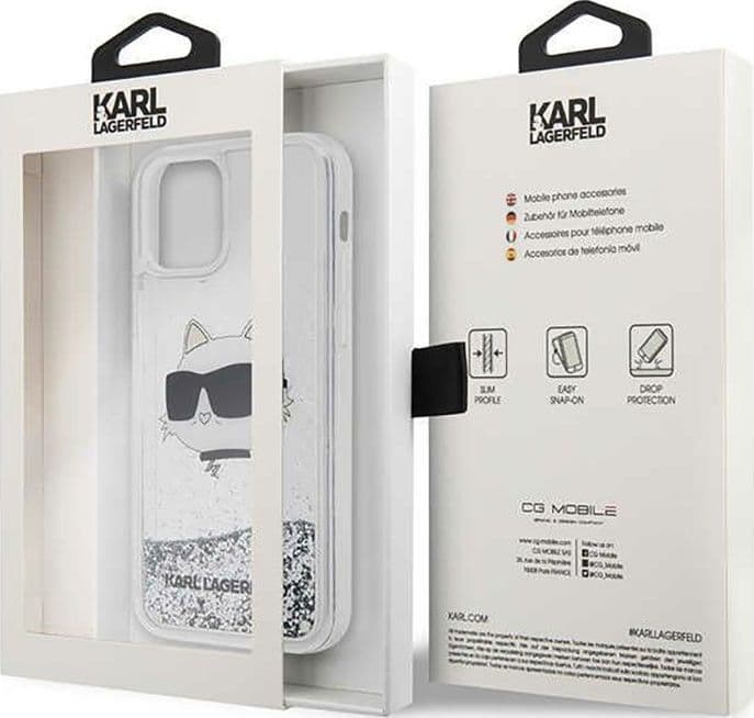 Karl Lagerfeld Liquid Glitter NFT Choupette Head - Case for iPhone 12 / iPhone 12 Pro (Silver) - 8
