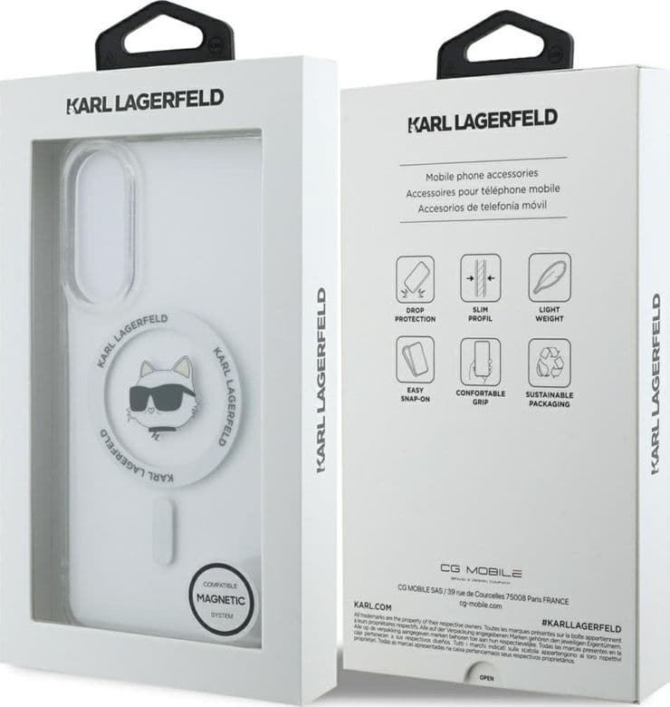 Karl Lagerfeld Button Choupette Head Printed Logo MagSafe - Case for Samsung Galaxy S25 Edge (white) - 8