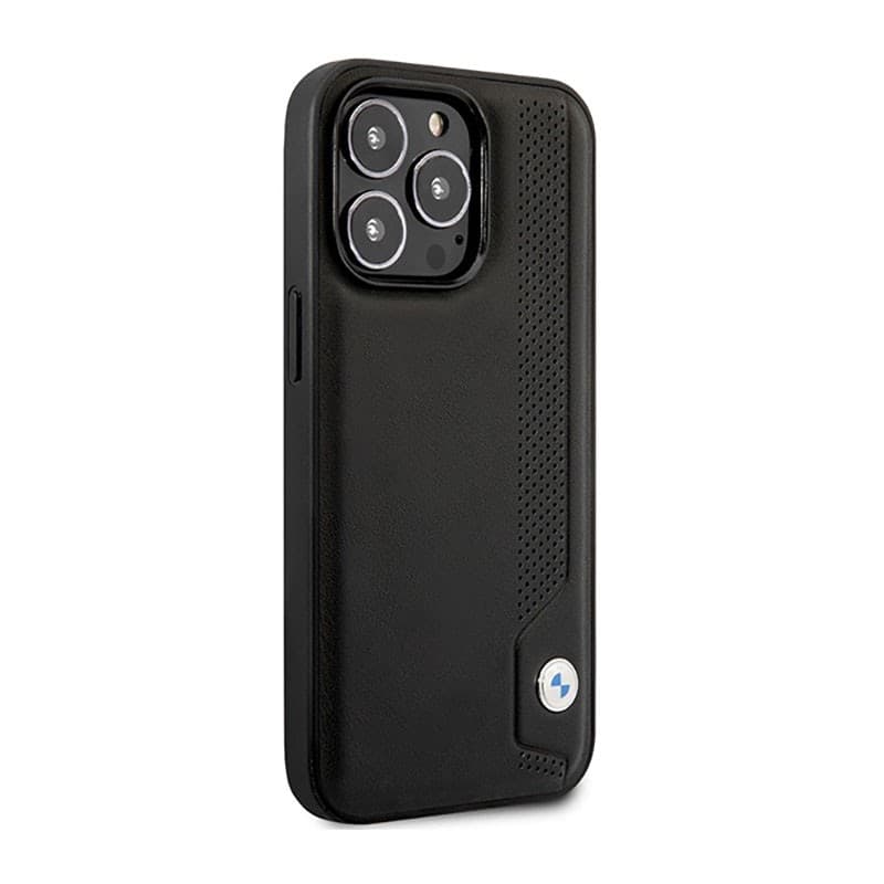 BMW Leather Blue Dots - Case for iPhone 14 Pro (Black) - 4