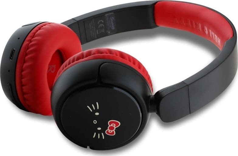 Hello Kitty Face Logo - Wireless Over-Ear Bluetooth Headphones V5.3 (Red) - 2