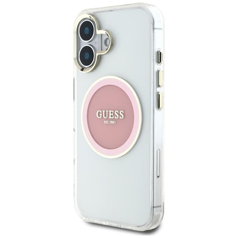 Guess IML Metal Colored Circle Classic Logo MagSafe - Case for iPhone 16 (pink) - 2