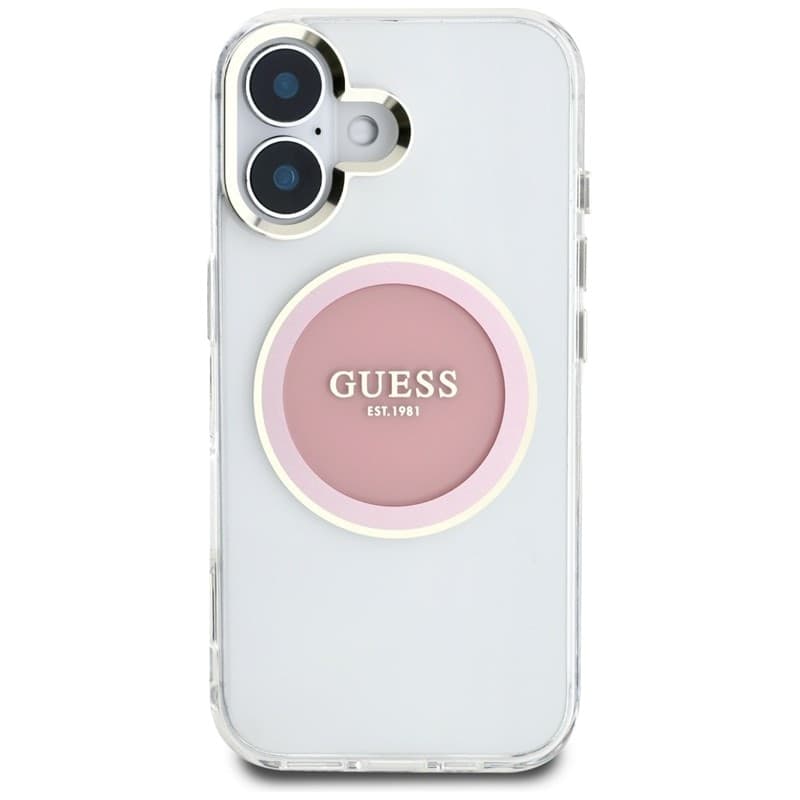 Guess IML Metal Colored Circle Classic Logo MagSafe - Case for iPhone 16 (pink) - 3