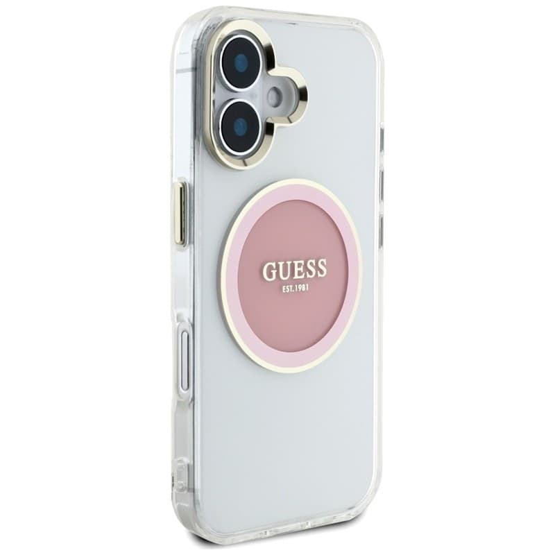 Guess IML Metal Colored Circle Classic Logo MagSafe - Case for iPhone 16 (pink) - 4