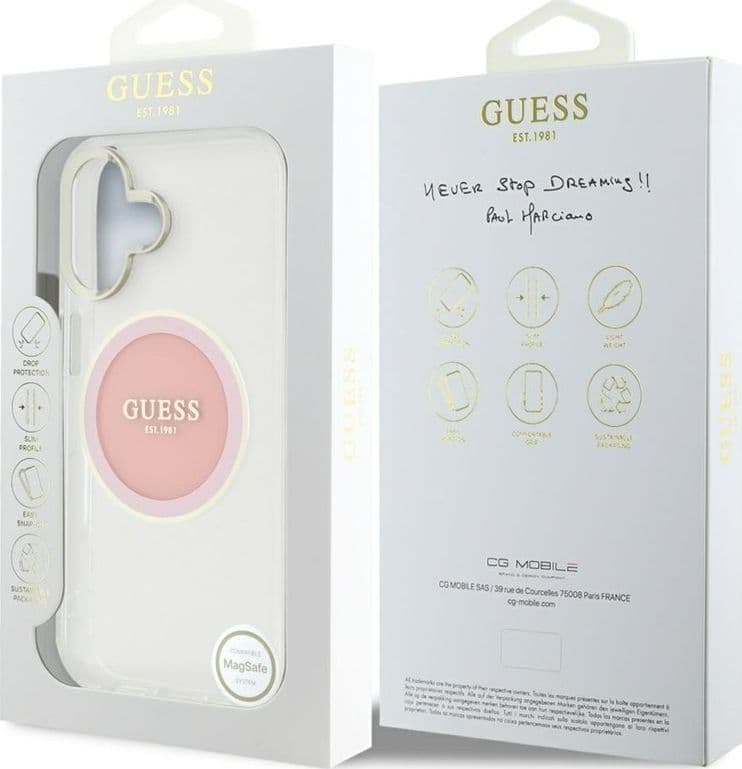 Guess IML Metal Colored Circle Classic Logo MagSafe - Case for iPhone 16 (pink) - 8