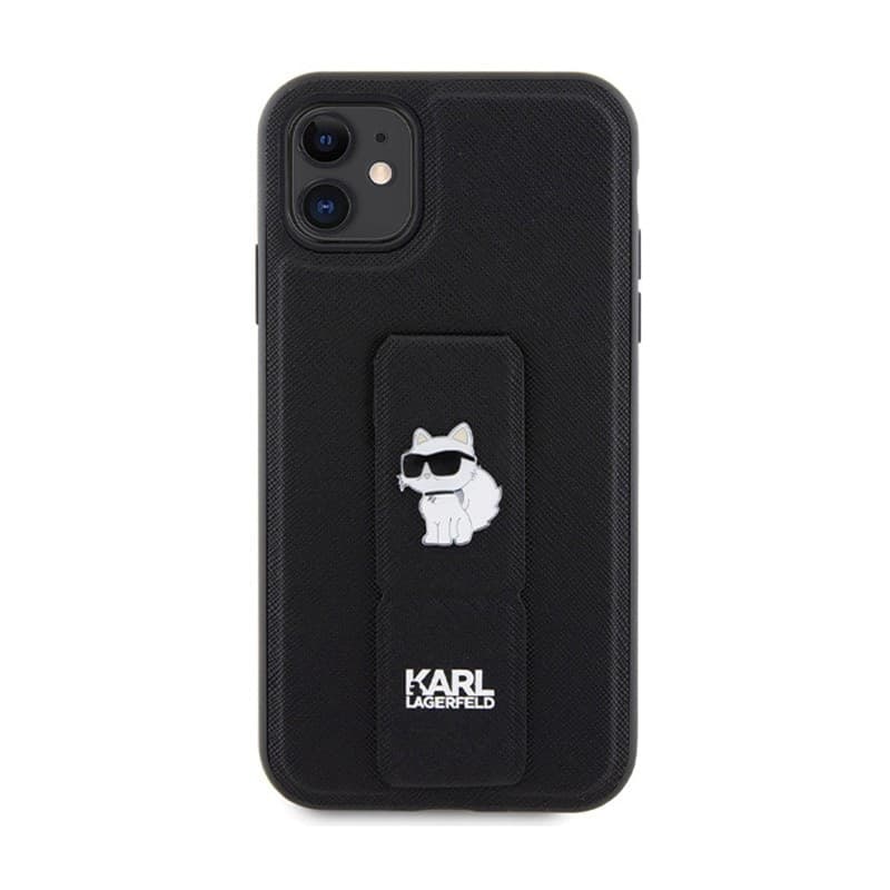 Karl Lagerfeld Gripstand Saffiano Choupette Pins - iPhone 11 Case (black) - 3