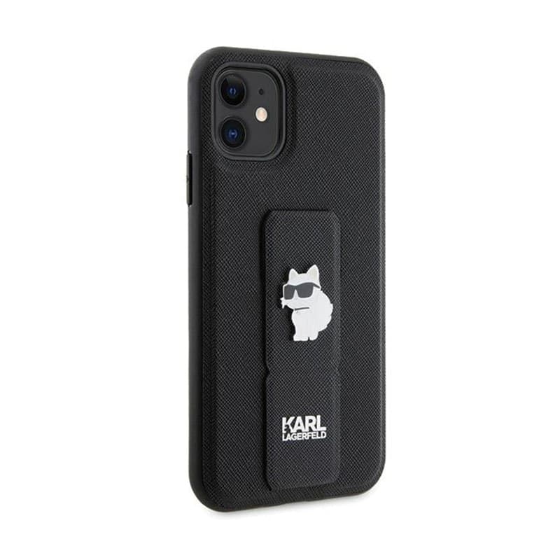 Karl Lagerfeld Gripstand Saffiano Choupette Pins - iPhone 11 Case (black) - 4