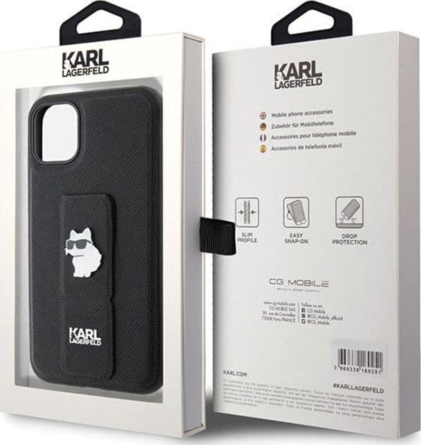 Karl Lagerfeld Gripstand Saffiano Choupette Pins - iPhone 11 Case (black) - 8