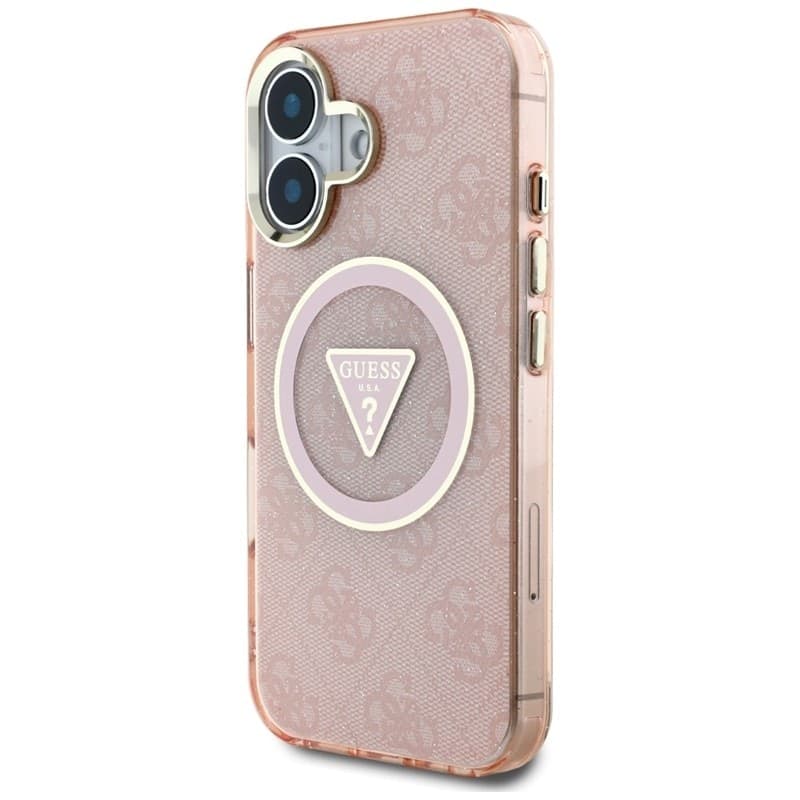 Guess IML Metal Glitter 4G Circle Triangle MagSafe - Case for iPhone 16 (pink) - 2