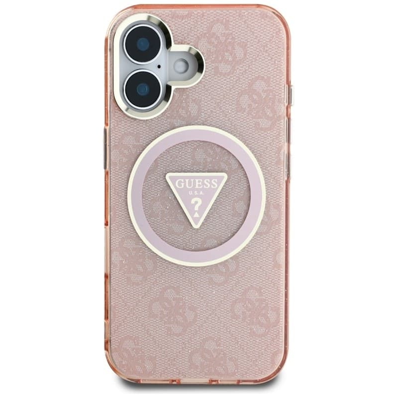 Guess IML Metal Glitter 4G Circle Triangle MagSafe - Case for iPhone 16 (pink) - 3