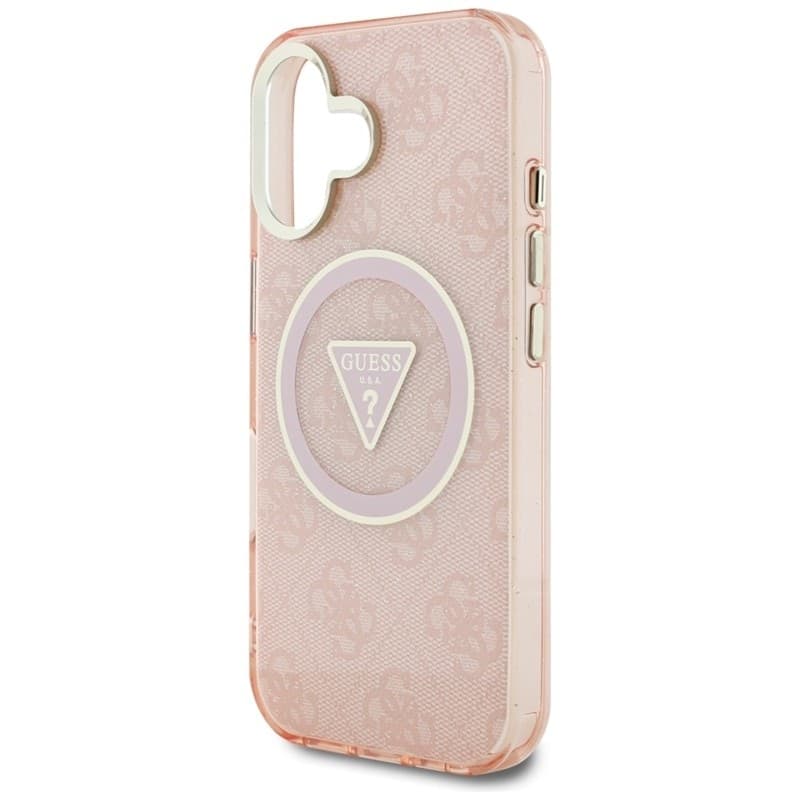 Guess IML Metal Glitter 4G Circle Triangle MagSafe - Case for iPhone 16 (pink) - 6