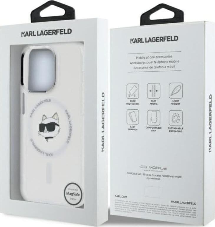 Karl Lagerfeld IML Metal Choupette Head MagSafe - Case for iPhone 14 Pro (White) - 8