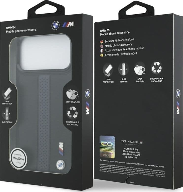 Custodia MagSafe con logo BMW M a strisce perforate per iPhone 17 Pro Max (blu) - 8