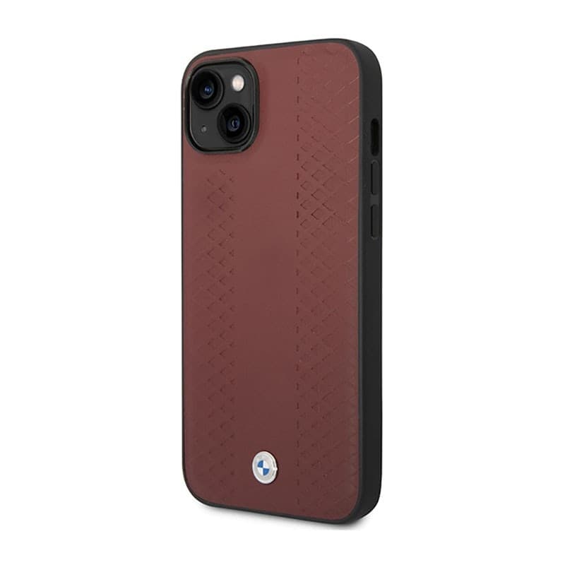BMW Leather Diamond Pattern - Case for iPhone 14 (Burgundian) - 2