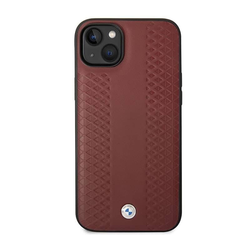 BMW Leather Diamond Pattern - Case for iPhone 14 (Burgundian) - 3