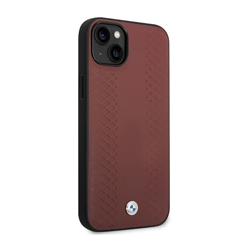 BMW Leather Diamond Pattern - Case for iPhone 14 (Burgundian) - 4