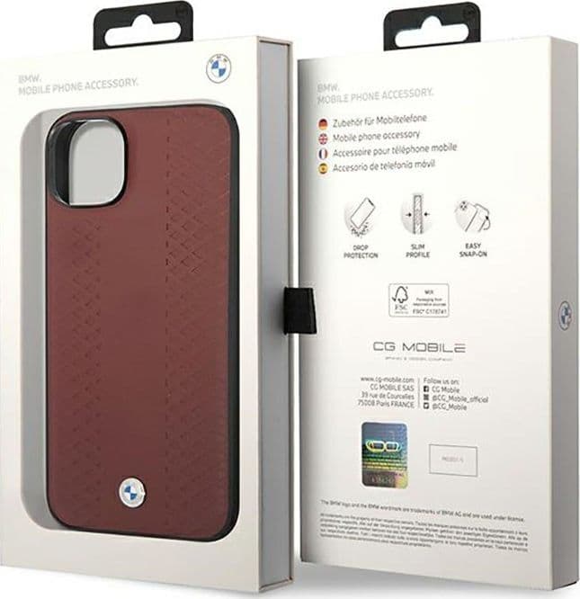 BMW Leather Diamond Pattern - Case for iPhone 14 (Burgundian) - 8
