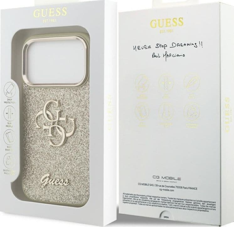 Guess Fixed Glitter Big 4G Metal Frame - Case iPhone 17 Pro (gold) - 8