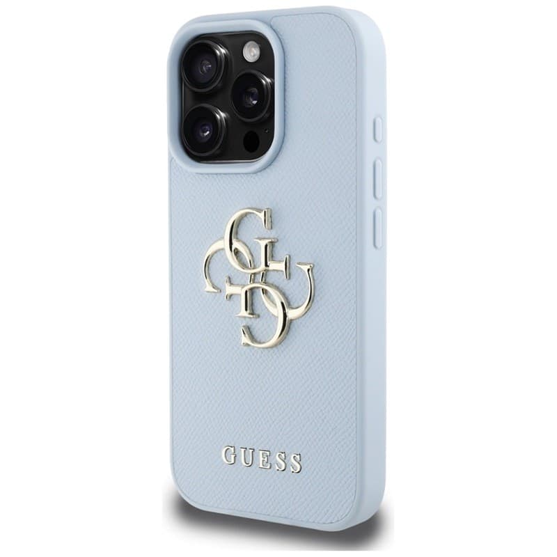Guess Grained Big 4G Logo Small Classic Logo - Case for iPhone 16 Pro (blue) - 2