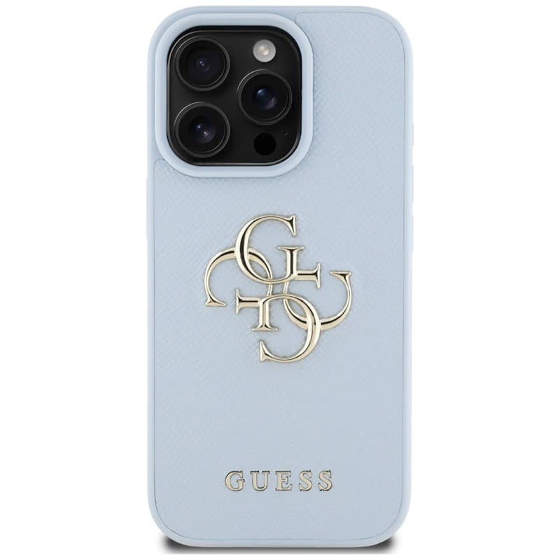 Guess Grained Big 4G Logo Small Classic Logo - Case for iPhone 16 Pro (blue) - 3