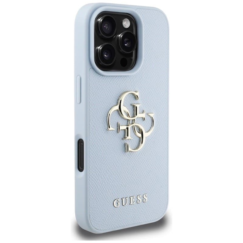 Guess Grained Big 4G Logo Small Classic Logo - Case for iPhone 16 Pro (blue) - 4