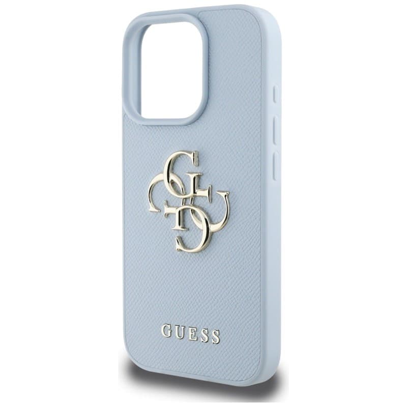 Guess Grained Big 4G Logo Small Classic Logo - Case for iPhone 16 Pro (blue) - 6
