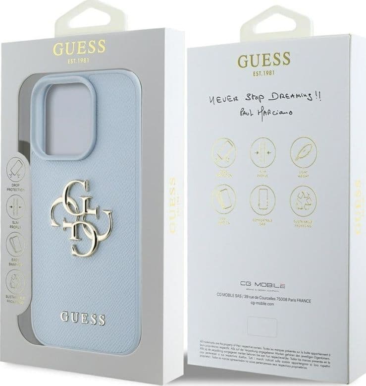 Guess Grained Big 4G Logo Small Classic Logo - Case for iPhone 16 Pro (blue) - 8