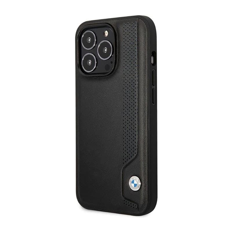 BMW Leather Blue Dots - Case for iPhone 14 Pro Max (Black) - 2