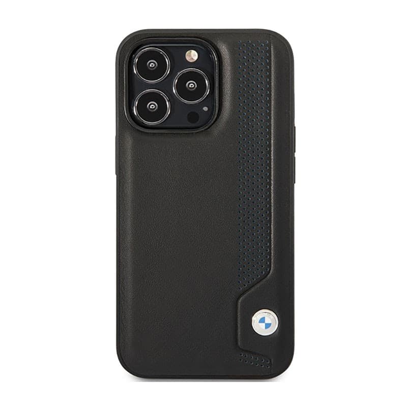BMW Leather Blue Dots - Case for iPhone 14 Pro Max (Black) - 3