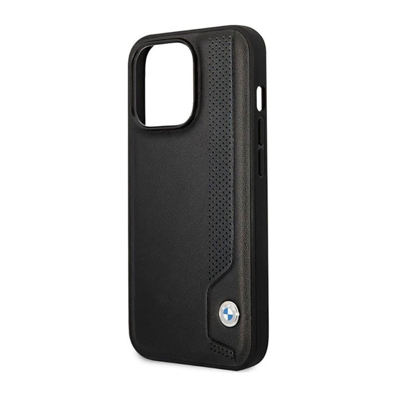 BMW Leather Blue Dots - Case for iPhone 14 Pro Max (Black) - 6