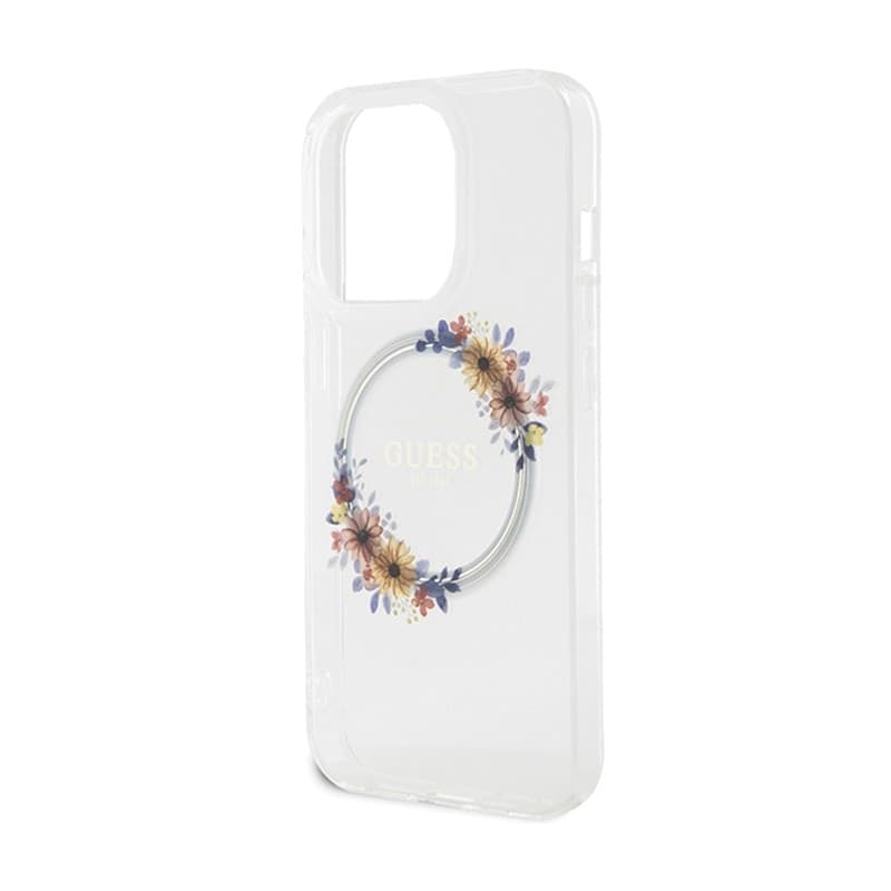 Guess IML Flowers Wreath MagSafe - Case iPhone 15 Pro Max (Clear) - 6