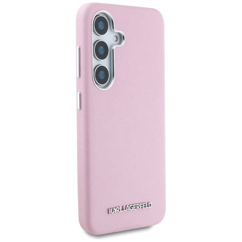 Karl Lagerfeld Saffiano Full Wrapped Elongated Metal Logo MagSafe - Case for Samsung Galaxy S25+ (pink) - 4