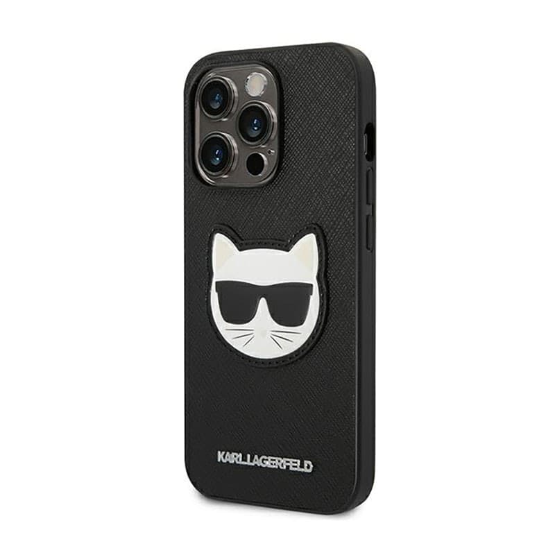 Karl Lagerfeld Saffiano Choupette Head Patch Case - Case for iPhone 14 Pro (Black) - 2