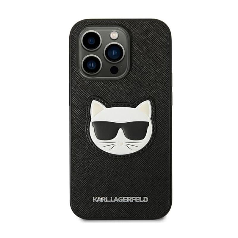 Karl Lagerfeld Saffiano Choupette Head Patch Case - Case for iPhone 14 Pro (Black) - 3