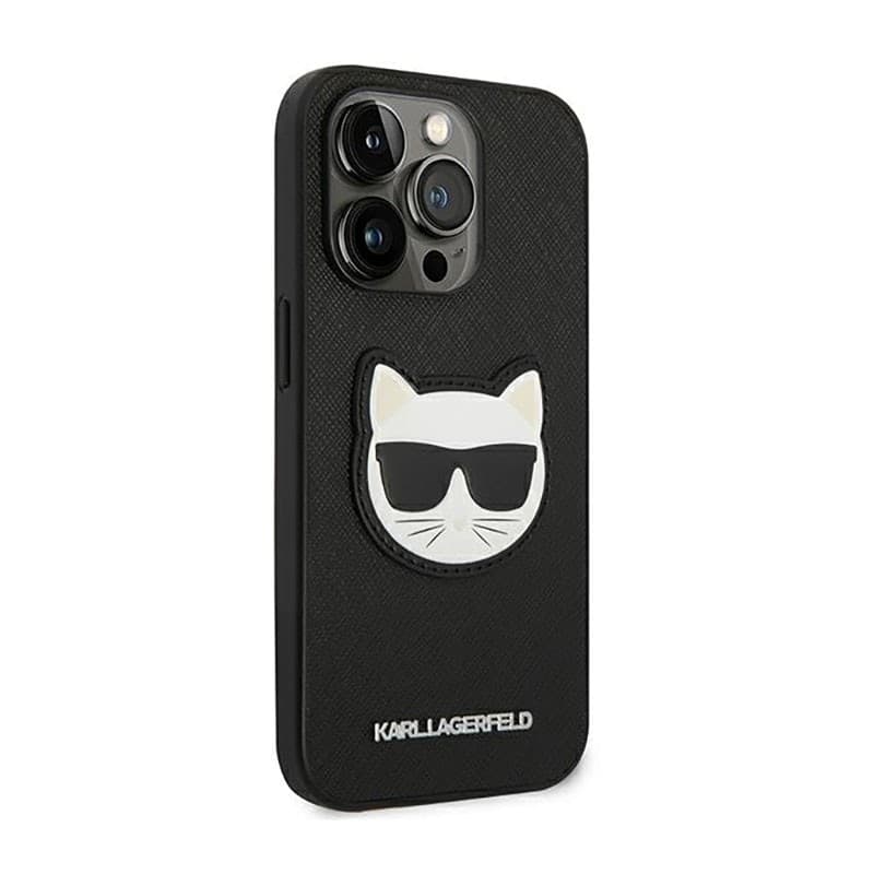 Karl Lagerfeld Saffiano Choupette Head Patch Case - Case for iPhone 14 Pro (Black) - 4