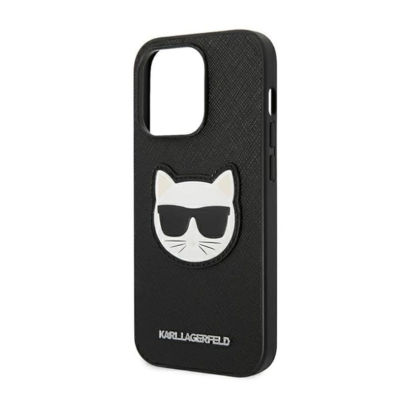 Karl Lagerfeld Saffiano Choupette Head Patch Case - Case for iPhone 14 Pro (Black) - 6