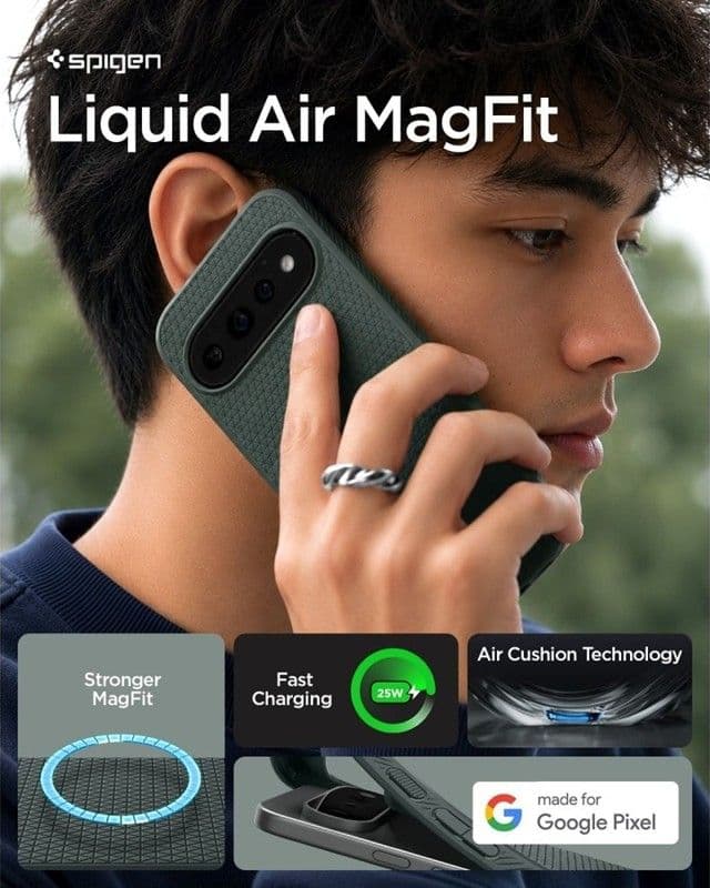 Spigen Liquid Air Mag MagSafe - Custodia per Google Pixel 11 Pro XL (Verde Abisso) - 7