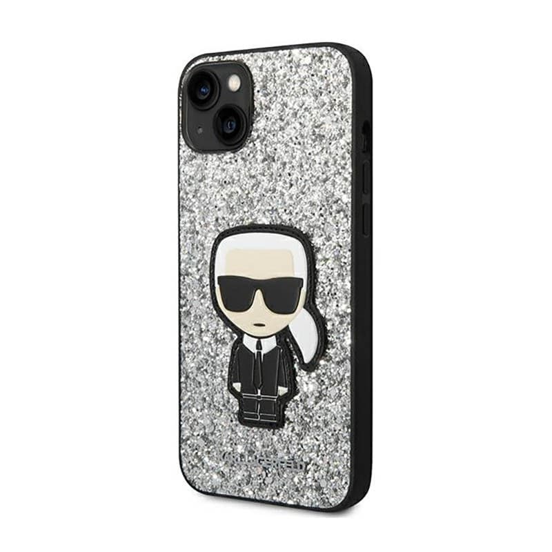 Karl Lagerfeld Glitter Flakes Ikonik - Case for iPhone 14 Plus (Silver) - 2