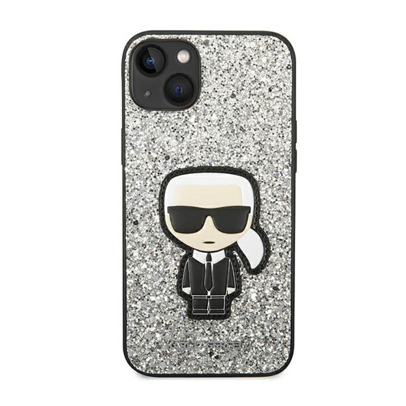 Karl Lagerfeld Glitter Flakes Ikonik - Case for iPhone 14 Plus (Silver) - 3