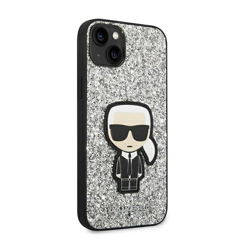 Karl Lagerfeld Glitter Flakes Ikonik - Case for iPhone 14 Plus (Silver) - 4