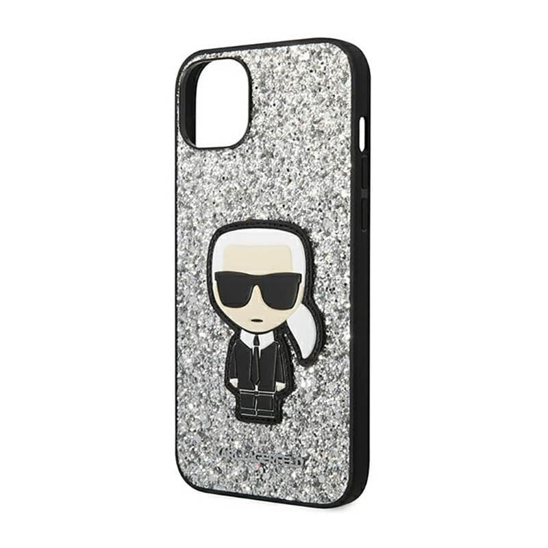 Karl Lagerfeld Glitter Flakes Ikonik - Case for iPhone 14 Plus (Silver) - 6