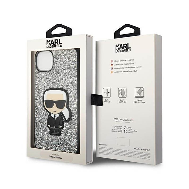 Karl Lagerfeld Glitter Flakes Ikonik - Case for iPhone 14 Plus (Silver) - 8