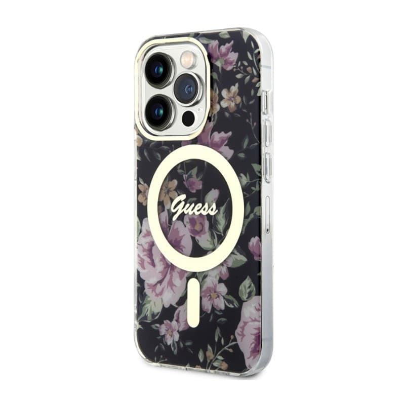 Guess Flower MagSafe - Case for iPhone 14 Pro (Black) - 2