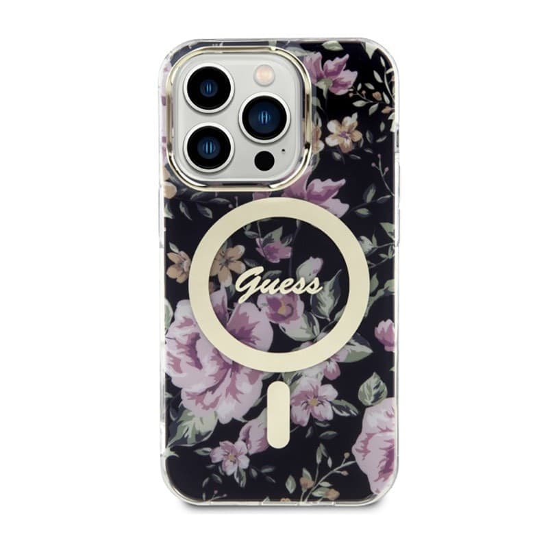 Guess Flower MagSafe - Case for iPhone 14 Pro (Black) - 3