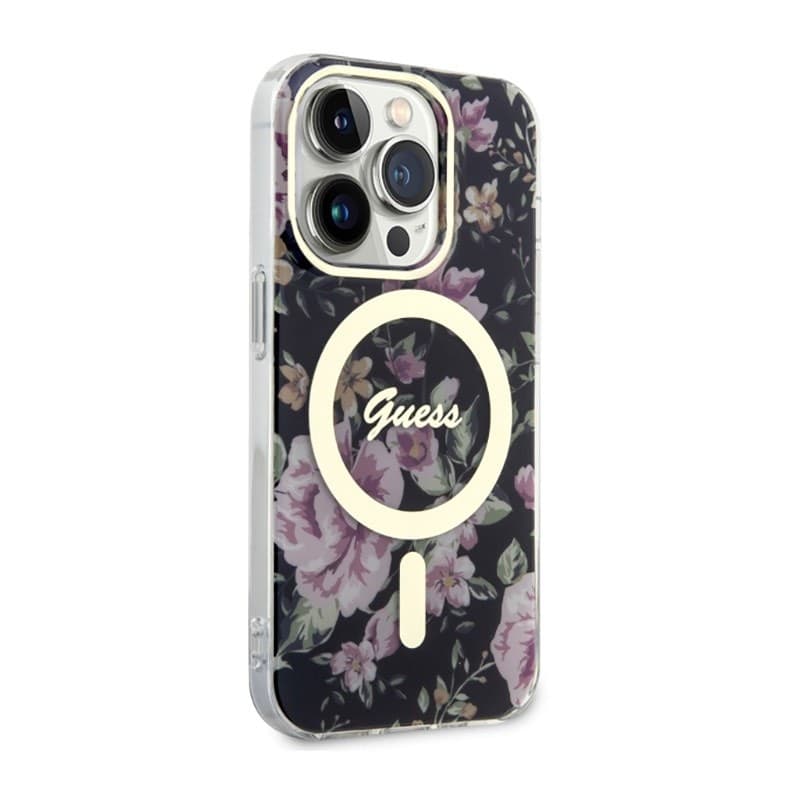 Guess Flower MagSafe - Case for iPhone 14 Pro (Black) - 4
