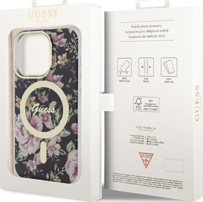 Guess Flower MagSafe - Case for iPhone 14 Pro (Black) - 8