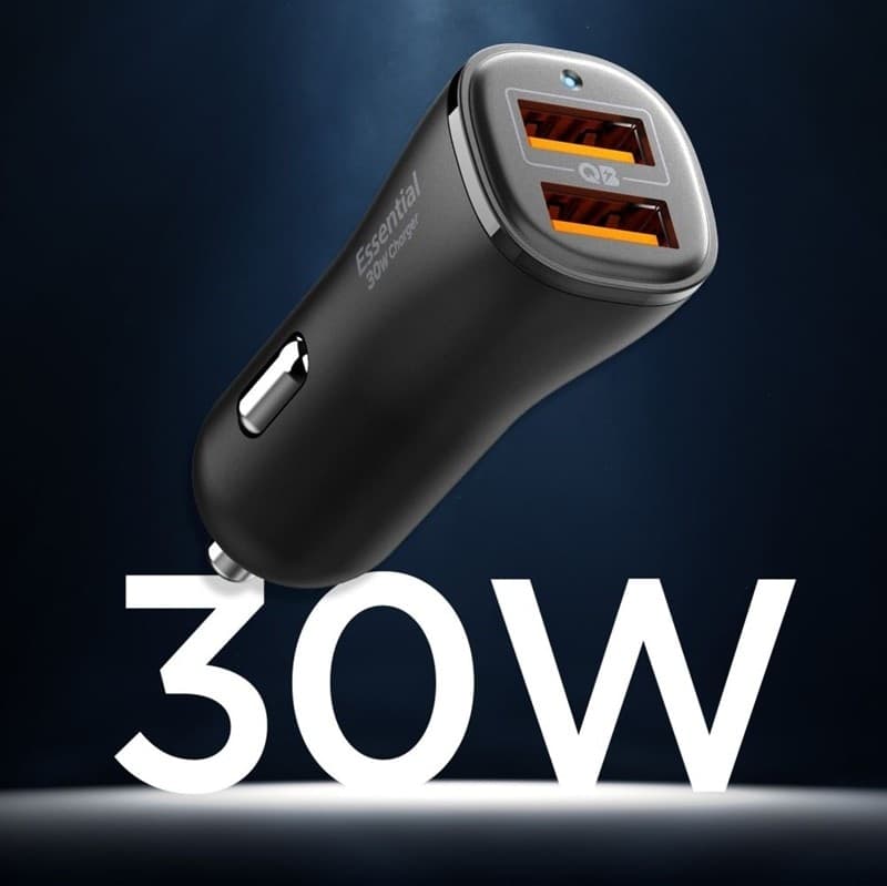Spigen Essential EV302 - Car Charger 2x USB-A 30W (Black) - 5